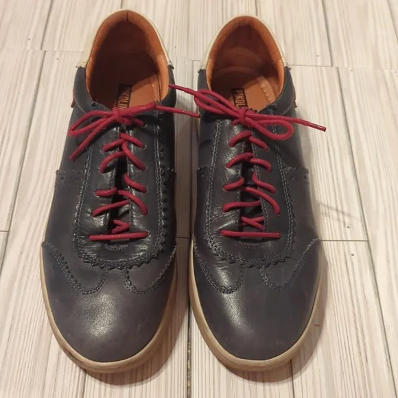 Pikolinos Leather Lace Up Shoes Blue Sneakers Womens Sz 40 / 9 - Picture 1 of 8